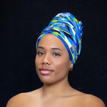 Afrikaanse Blauw / witte kente hoofddoek - headwrap, Ophalen of Verzenden, Nieuw
