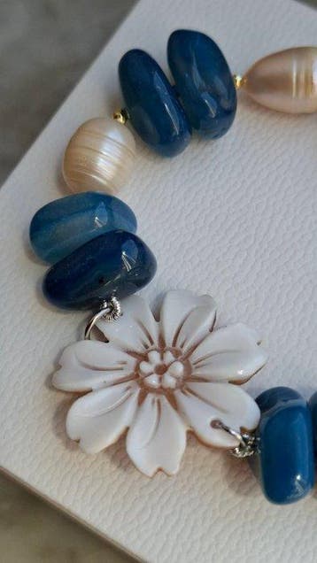 Parel - Staal - Armband - Cameo in bloei
