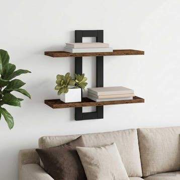 vidaXL Zwevende schappen Oud hout 40 x 15 x 40 cm Bewerkt, Huis en Inrichting, Woonaccessoires | Wandplanken en Boekenplanken