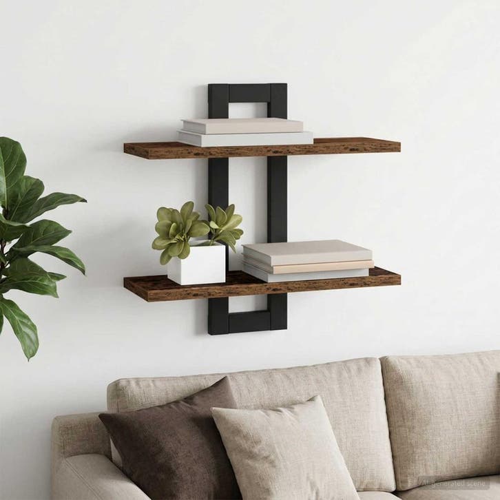 vidaXL Zwevende schappen Oud hout 40 x 15 x 40 cm Bewerkt, Huis en Inrichting, Woonaccessoires | Wandplanken en Boekenplanken