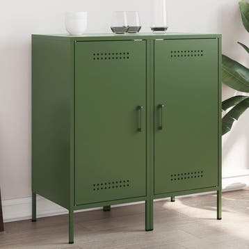 vidaXL Dressoirs 2 st 36x39x79 cm staal olijfgroen, Minder dan 50 cm, Verzenden, Nieuw, Metaal
