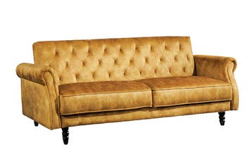 Slaapbank MAISON BELLE AFFAIRE 220cm fluweel mosterdgeel -, Ophalen of Verzenden, Nieuw