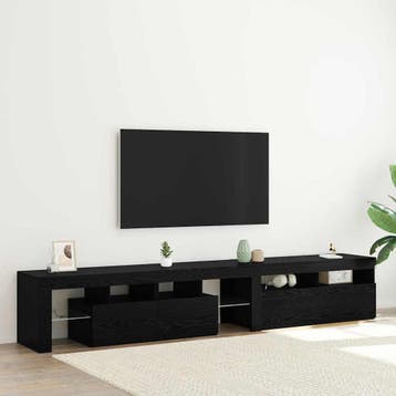 vidaXL TV-kast 2 pcs Zwart Eiken 230 x 36,5 x 40 cm Bewerkt, Minder dan 50 cm, Verzenden, Nieuw, Minder dan 100 cm