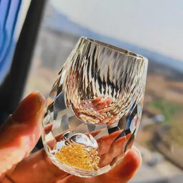Luxe Kristallen Borrelglaasje met Dubbele Bodem en Gouden Fo, Antiek en Kunst, Antiek | Glas en Kristal, Verzenden