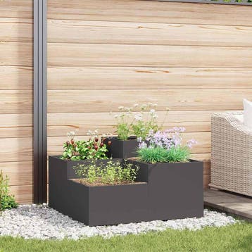 vidaXL Plantenbak Zwart 100 x 100 x 48 cm Staal, 100 cm of meer, Verzenden, Nieuw, Metaal