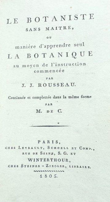 Rousseau J.J, (Joseph Philippe de Clairville) - Botaniste