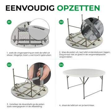 MaxxGarden Vouwtafel - Opvouwbare ronde tuin tafel - 120x..., Verzenden, Nieuw, Rond