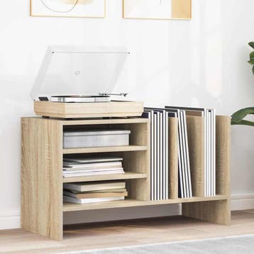 vidaXL Platenkast Sonoma Eiken 78.5 x 35 x 45 cm Bewerkt, Huis en Inrichting, Verzenden, Nieuw