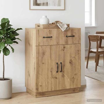 vidaXL Dressoir Artisanaal eiken 66 x 34,5 x 87 cm Bewerkt, Verzenden, Nieuw, Overige houtsoorten, Minder dan 50 cm