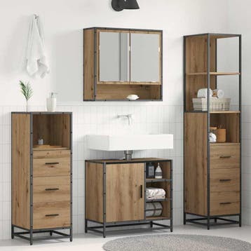 vidaXL Badkamermeubelset 4 st Artisan Eiken 65 x 33 x 60 cm, Verzenden, Nieuw, Overige typen