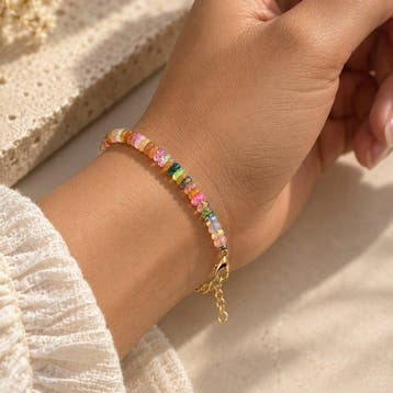 Zilver - Armband - Rainbow Aurora Opals