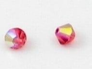 10x Swarovski kristal bicone Padparadscha AB 4mm (Kralen), Ophalen of Verzenden, Nieuw, Kraal