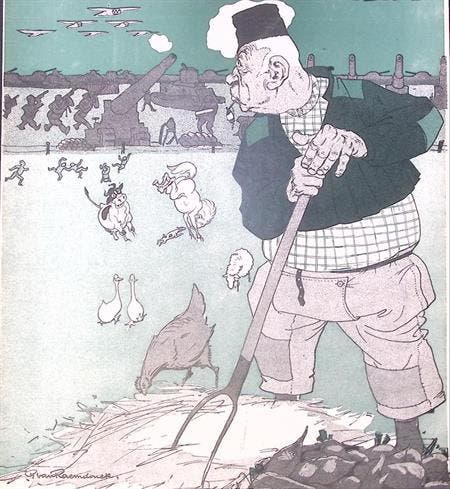 Colijn als boer aan de oostgrens op spotprent (lijst optie), Antiek en Kunst, Kunst | Litho's en Zeefdrukken, Verzenden