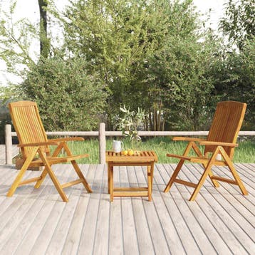 vidaXL 3-delige Loungeset massief teakhout, 2 zitplaatsen, Verzenden, Teakhout, Nieuw