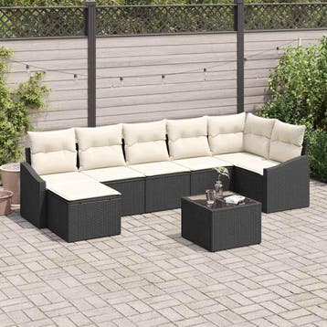 vidaXL Bankstel 8 st Zwart poly rattan, Verzenden, Nieuw, Rotan, 8 zitplaatsen