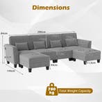 LIVSK Hoekbank met 2 Voetenbankjes - U-vormig - USB en Type-