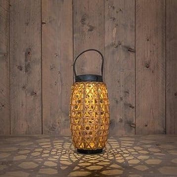 Solar lantern windlicht bamboe annas collection 18x18x32 cm, Ophalen of Verzenden, Nieuw