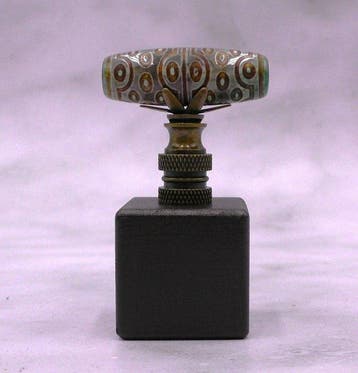 Zeldzame Tibetaanse Agaat 36 Ogen Dzi Amulet met Houder -