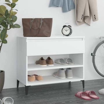 vidaXL Schoenenkast 70x36x60 cm bewerkt hout wit, Verzenden, Nieuw