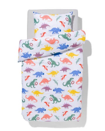 HEMA Kinderdekbedovertrek 140x200cm zacht katoen dino, Verzenden, Nieuw