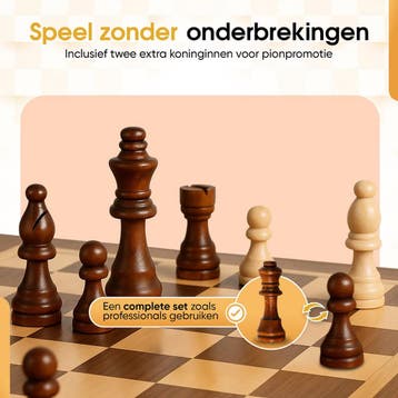 Woodley Luxe Houten Schaakbord - Opvouwbare schaakset met, Ophalen of Verzenden, Zo goed als nieuw