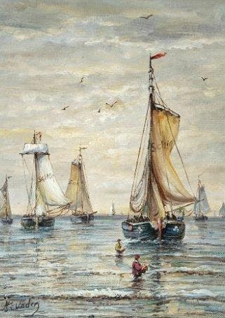 Hendrik Vader (1928-1997) - Zeegezicht, Antiek en Kunst