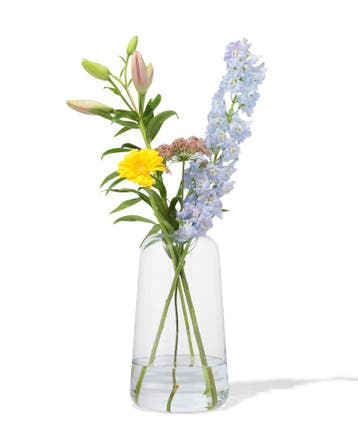 HEMA Vaas 30cm glas laag geprijsd, Huis en Inrichting, Woonaccessoires | Vazen, Verzenden, Nieuw, Transparant