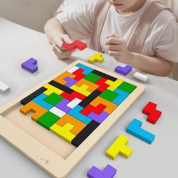 Houten Tangram Puzzel voor Kinderen - Kleurrijk Montessori L, Verzenden, Nieuw