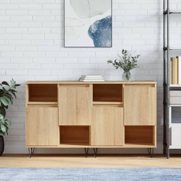 vidaXL Dressoirs 2 st bewerkt hout sonoma eikenkleurig, Verzenden, Nieuw, Overige houtsoorten