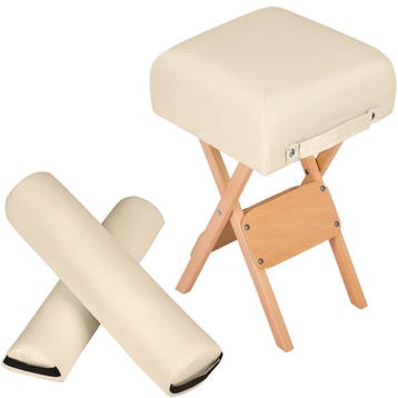 Hocker met 2 rolkussens - beige, Verzenden, Nieuw