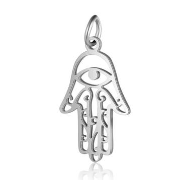 1 x Non Tarnish RVS 201 Hamsa hand Fatima bedel RVS kleur..., Ophalen of Verzenden, Nieuw, Kraal