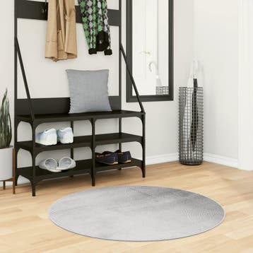 vidaXL Vloerkleed IZA laagpolig Scandinavisch Ø 100 cm grijs, Verzenden, Nieuw, Grijs