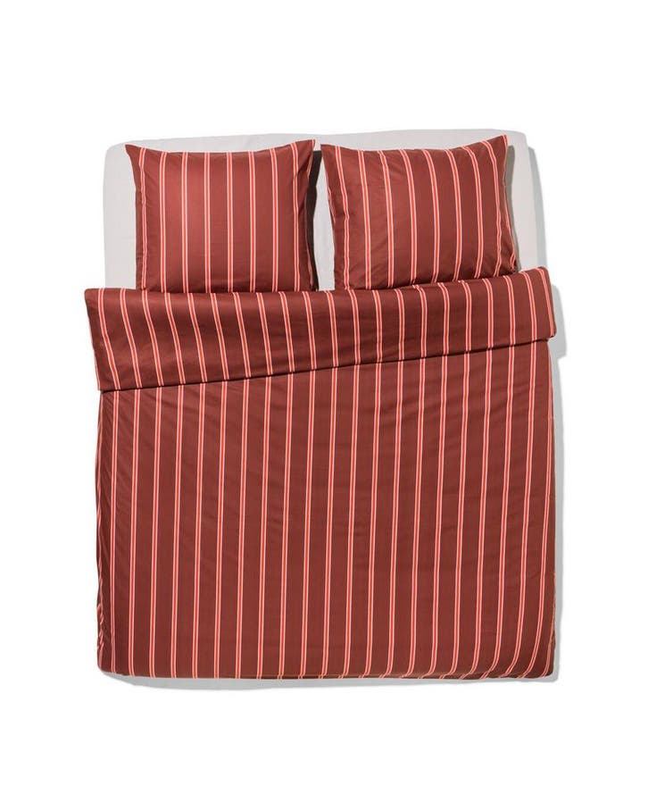 HEMA Dekbedovertrek 240x200/220cm zacht katoen strepen bruin, Huis en Inrichting, Slaapkamer | Beddengoed, Nieuw, Verzenden