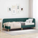vidaXL Hoekbedframe Donkergroen 80 x 200 cm Stof, Verzenden, Nieuw, Groen, Stof