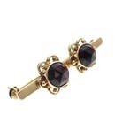 Vintage gouden broche met granaat, Gebruikt, Overige kleuren, Ophalen of Verzenden, Met edelsteen