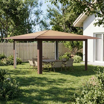 vidaXL Paviljoen zonder Zijwand 4 x 4 m Beige en Bruin, Verzenden, Nieuw