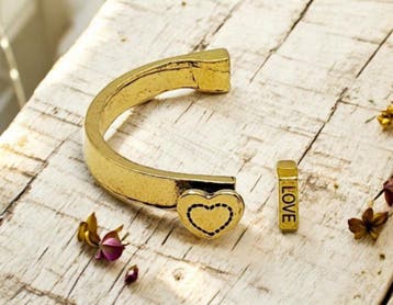 Halve armband met hart, antiek goudkleur metaal voor 3mm..., Ophalen of Verzenden, Nieuw, Overige typen