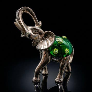 sculptuur, Elefante Elegante - 9 cm - Verzilverd