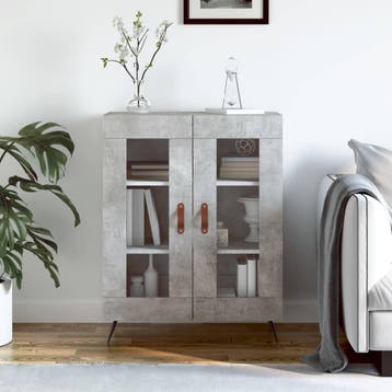 vidaXL Dressoir 69,5x34x90 cm bewerkt hout betongrijs, Huis en Inrichting, Kasten | Dressoirs, Verzenden, Nieuw, 50 tot 100 cm