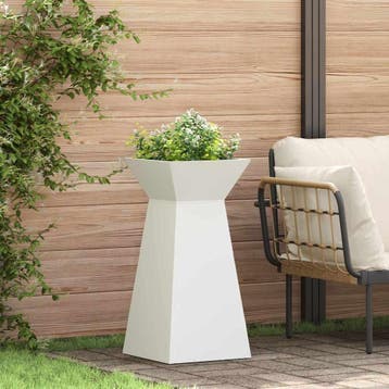 vidaXL Pilaar Plantenbak 2 pcs Wit 35 x 35 x 73 cm, Verzenden, Minder dan 60 cm, Nieuw, Metaal