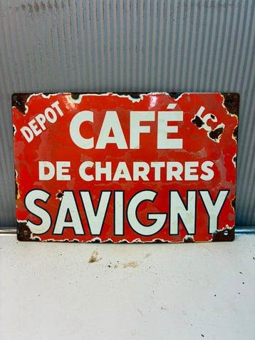 Café de Chartres Savigny – Emaille Reclamebord - Emaille, Antiek en Kunst
