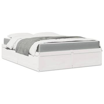 vidaXL Bed met matras massief grenenhout wit 160x200 cm, Huis en Inrichting, Slaapkamer | Bedden, Verzenden, Wit, 200 cm, 160 cm