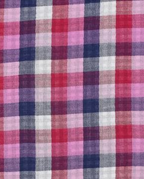 Double Gauze Katoen Ruit Lila/Navy, Hobby en Vrije tijd, Stoffen en Lappen, Nieuw, Paars