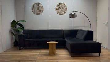 Zo Goed Als Nieuw Zwarte Velvet Hoekbank | Modern Design, 250 tot 300 cm, Hoekbank, Ophalen of Verzenden, Zo goed als nieuw