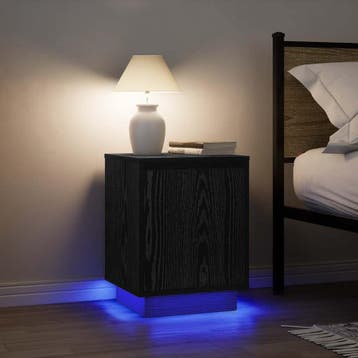 vidaXL Nachtkastjes met LED-verlichting 2 st 38x34x50 cm, Huis en Inrichting, Slaapkamer | Nachtkastjes, Verzenden, Nieuw, Hout