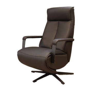 Zwart leren relax stoel S Hertogenbosch in leer met ACCU, Verzenden, Minder dan 75 cm, Nieuw, Leer