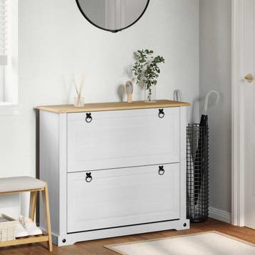 vidaXL Schoenenkast Corona Wit 99 x 32 x 85 cm Massief, Verzenden, Nieuw