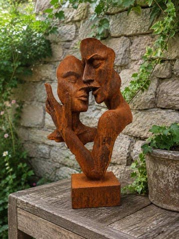 sculptuur, metal artistic statue The hidden face - 30 cm