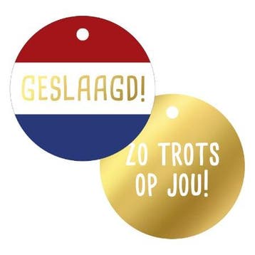 3x Cadeaulabel Geslaagd goudfolie (Per 3 stuks), Ophalen of Verzenden, Nieuw