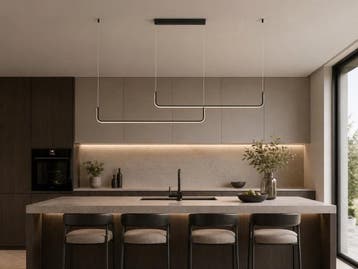 Veiling - Hanglamp Zand Zwart Duo Lijn 40W LED CCT 3 Kleur +, Nieuw